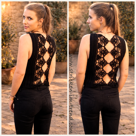 Crochet Pattern Top Black#Beauty | Sleeveless Crochet Top with Back Detail