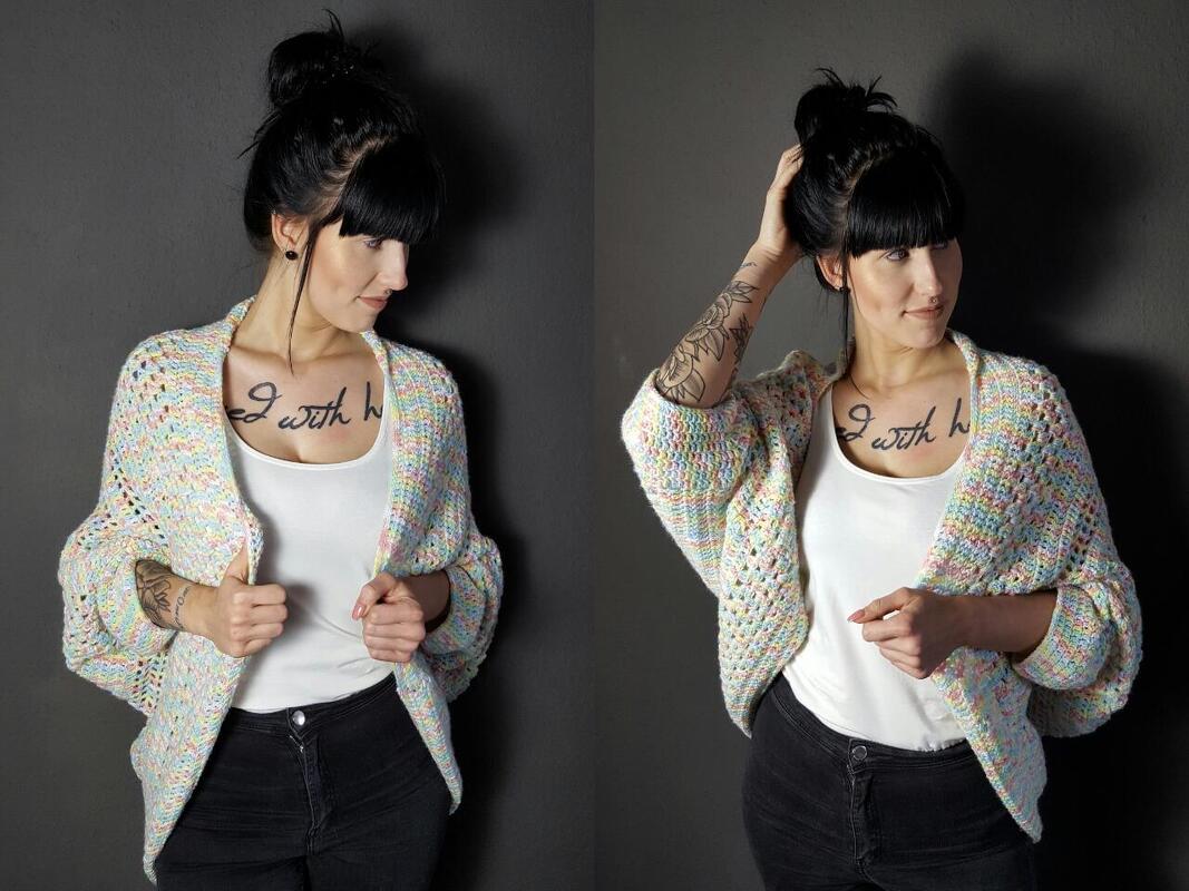 85 Häkelanleitung Seelenwärmer Jacke Candy oversize 36 bis 44 - Bild 2