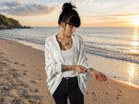 86 Strickanleitung Seelenwärmer federleichtes Blättermeer oversize