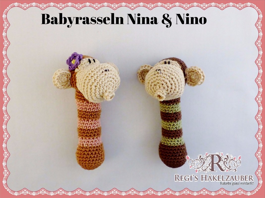 knuddlige Babyrasseln Äffchen Nino &amp; Nina