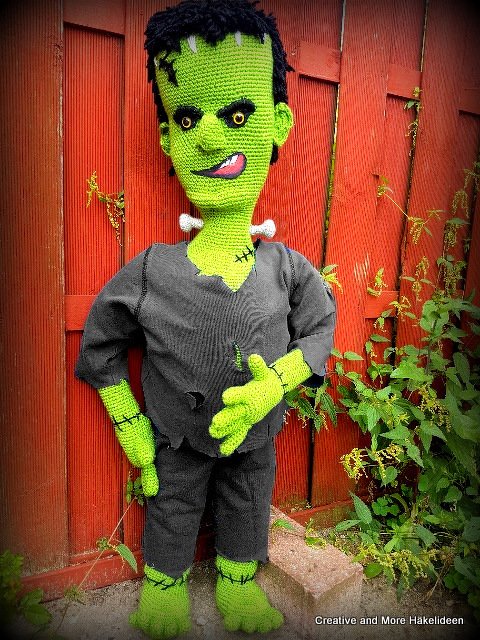 Großes Häkel-Halloween-Sparset - Frankenstein, Hexe und Hexenküche - - Bild 2