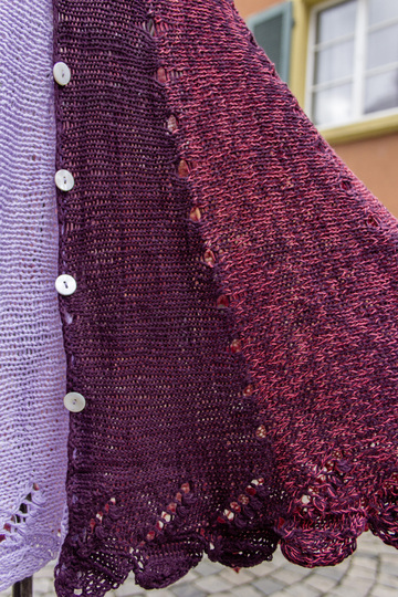 Schulterwärmer "Fächerspiel" aus 1 Woolly Hugs Bobbel-Cotton gestrickt