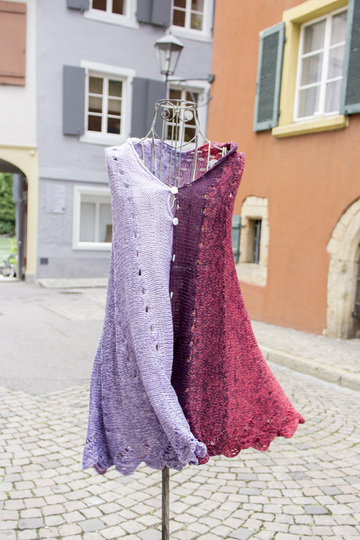 Schulterwärmer "Fächerspiel" aus 1 Woolly Hugs Bobbel-Cotton gestrickt