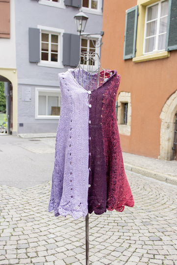 Schulterwärmer "Fächerspiel" aus 1 Woolly Hugs Bobbel-Cotton gestrickt