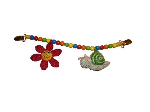 Kinderwagenkette mit Schnecke und Blume - Anhänger