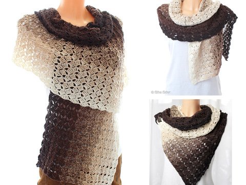 Häkelanleitung Tuch "Cappucchino" mit 1 Bobbel gehäkelt