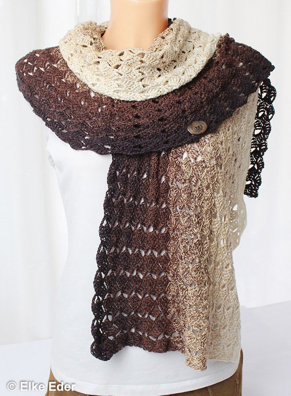 Häkelanleitung Tuch "Cappucchino" mit 1 Bobbel gehäkelt - Bild 3