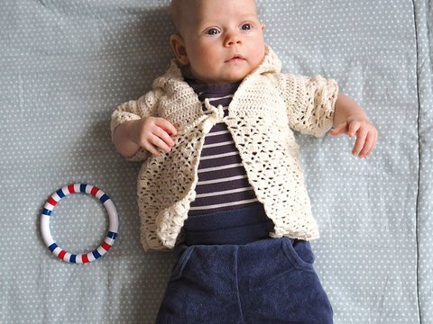 Häkelanleitung Babyjacke mit Kapuze "Merino Extrafein" 758097