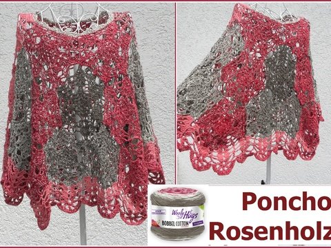 Poncho "ROSENHOLZ" mit 2 Bobbels Woolly Hugs häkeln