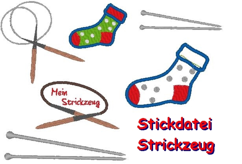 Mein Strickzeug Stickdatei Stricken Stricknadel Socke