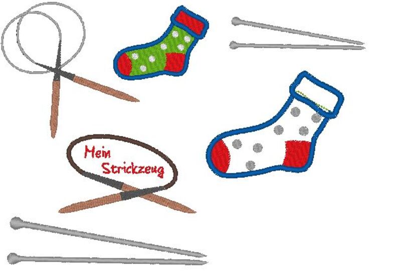 Mein Strickzeug Stickdatei Stricken Stricknadel Socke