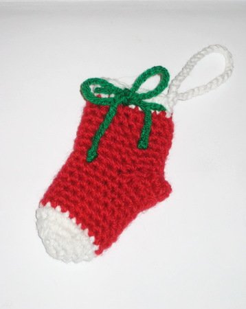 Crochet socks pattern - Christmas tree ornament