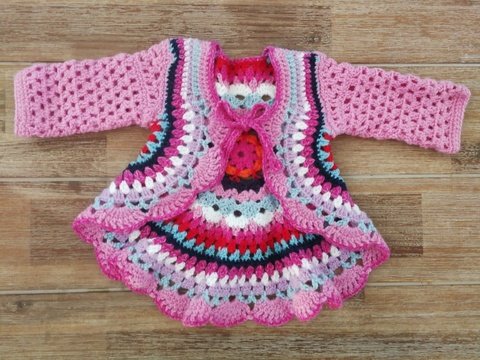 Häkelanleitung Kreisjacke Baby Gr. 50