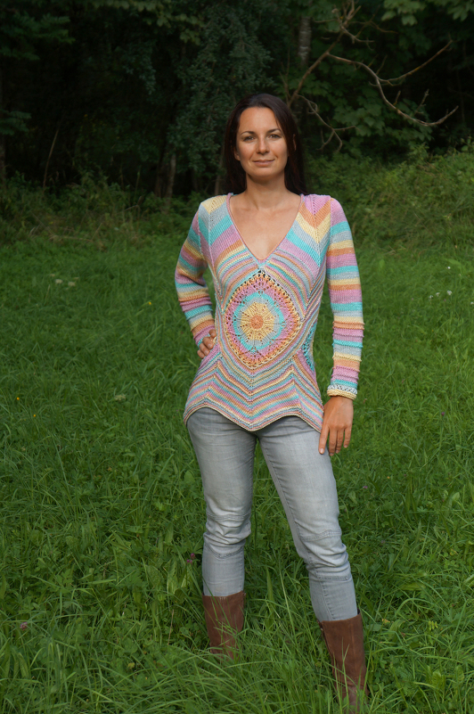 Gestrickter Grannysquare Pullover Gr. XS-L