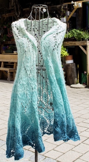 Tuch "Tiefensee" mit 1 Woolly Hugs BOBBEL-MOHAIR stricken