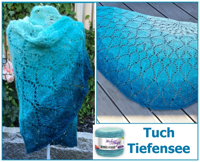 Tuch "Tiefensee" mit 1 Woolly Hugs BOBBEL-MOHAIR stricken
