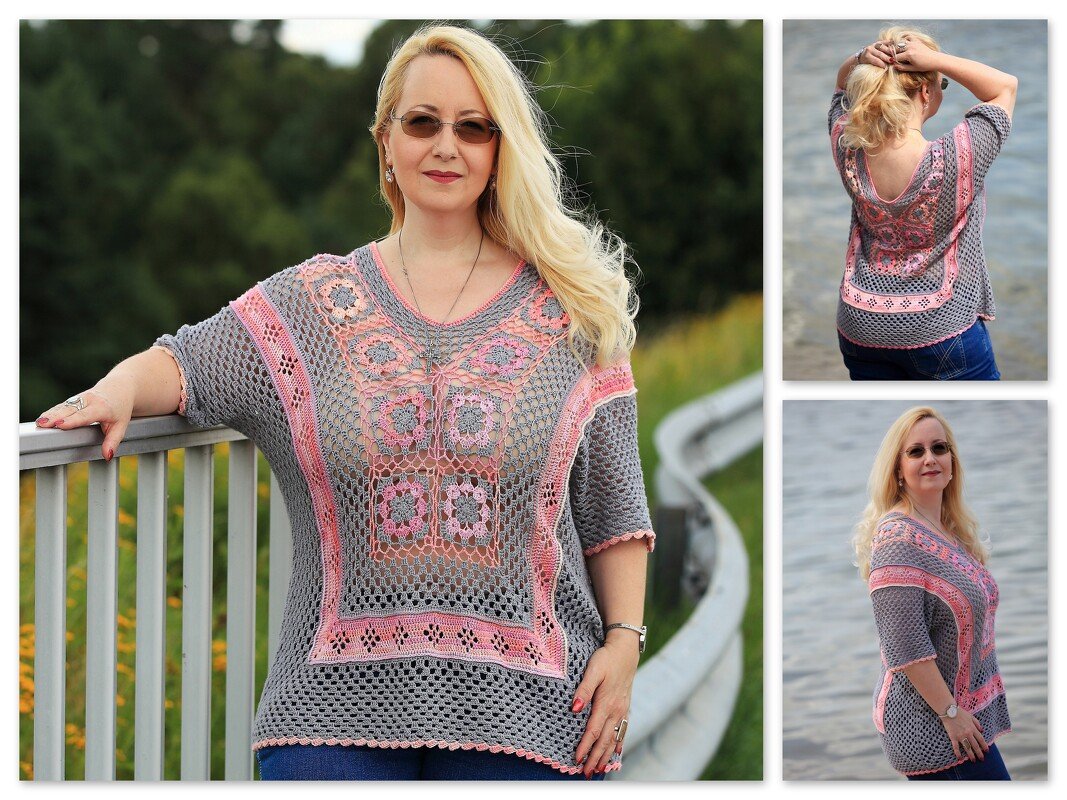 Häkelanleitung Tunika häkeln, Shirt häkeln, Top mit Blumenmuster häkeln Flower Power - Bild 2