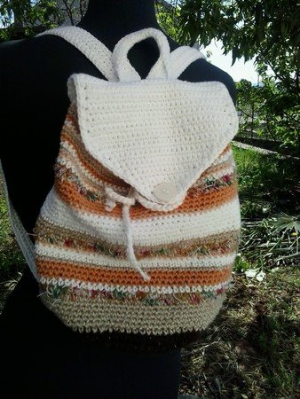 Striped boho backpack crochet pattern