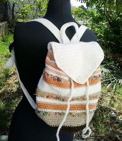 Striped boho backpack crochet pattern