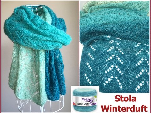Stola Winterdurft mit 1 BOBBEL-MOHAIR von Woolly Hugs stricken mit Veronika Hug