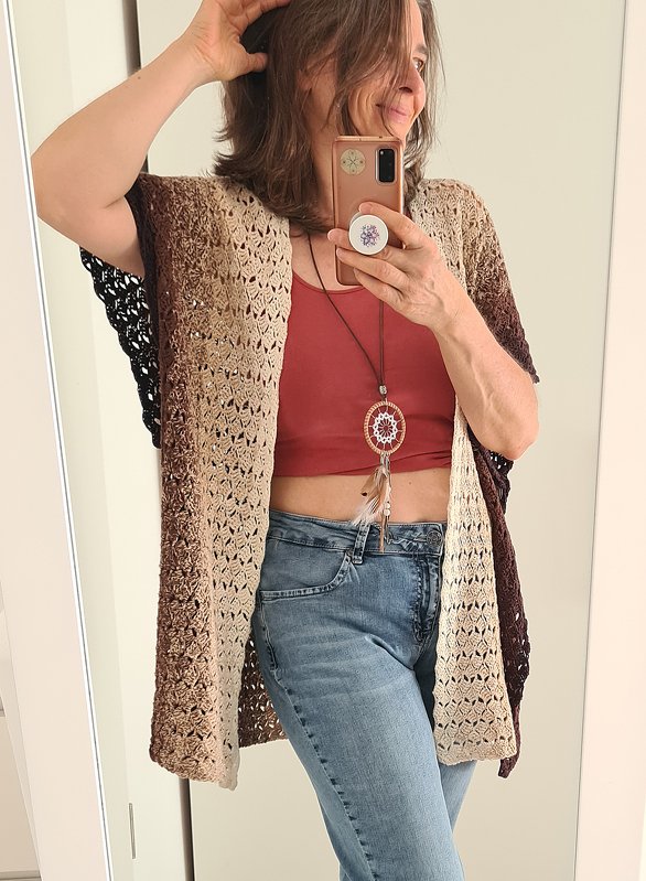 Crochet Pattern “Cappuccino” – Poncho, Cardigan or Long Boho Vest - Image 7