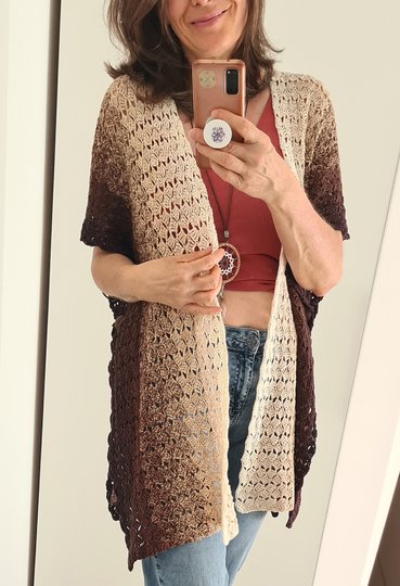 Crochet Pattern “Cappuccino” – Poncho, Cardigan or Long Boho Vest