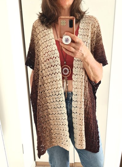 Crochet Pattern “Cappuccino” – Poncho, Cardigan or Long Boho Vest