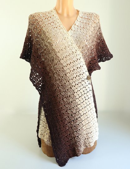Crochet Pattern “Cappuccino” – Poncho, Cardigan or Long Boho Vest