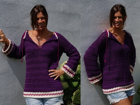 Häkelpulli BEERENTRAUM (Gr. S/M, L/XL - leicht an alle Größen anzupassen)