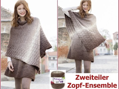 Zweiteiler "Zopf-Ensemble" aus Woolly Hugs CLOUD gestrickt