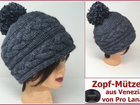 Zopf-Mütze aus Venezia von Pro Lana stricken