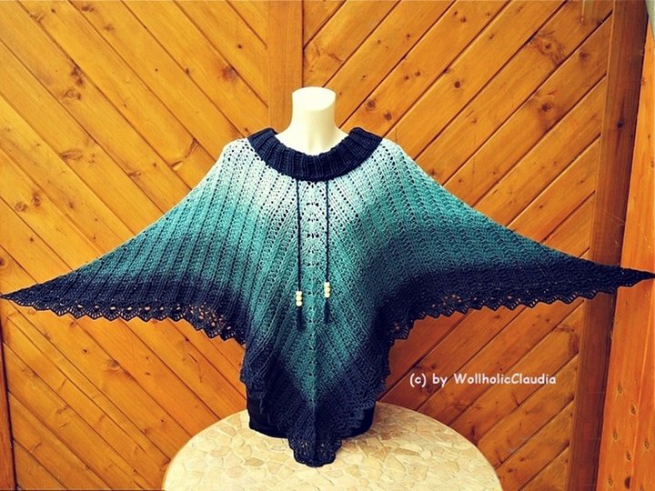 Häkelanleitung - Set - Poncho + Mütze " Mitternachtstraum"