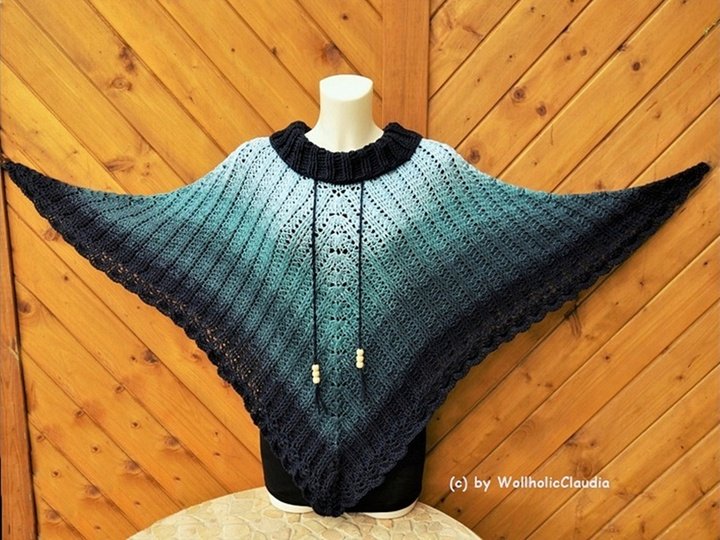 Häkelanleitung - Set - Poncho + Mütze " Mitternachtstraum"