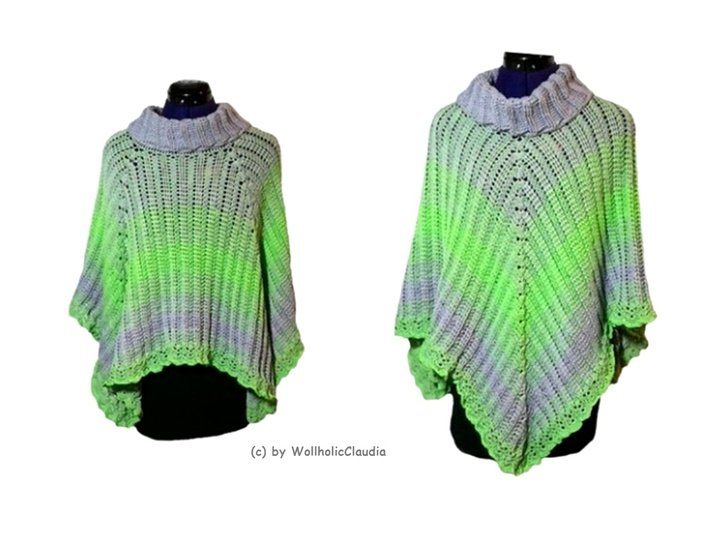 Häkelanleitung - Set - Poncho + Mütze " Mitternachtstraum"