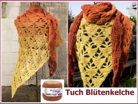 Tuch "Blütenkelche" mit 1 Bobbel Woolly Hugs-Mohair häkeln