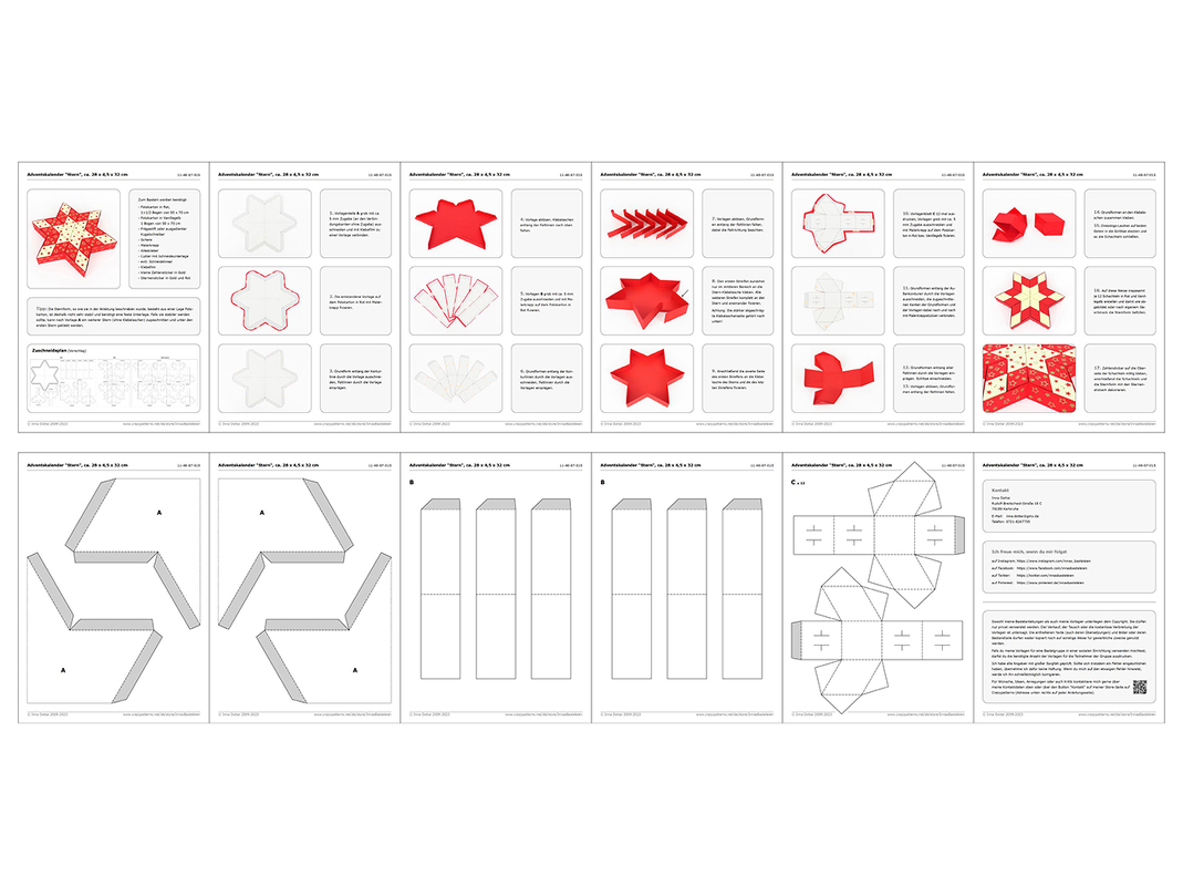 Adventskalender – Stern – Bastelvorlagen mit Anleitung