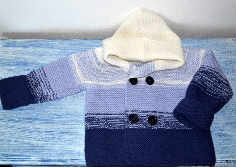 Strickanleitung * Baby Jacke mit Kapuze oder Kragen in 3 Größen