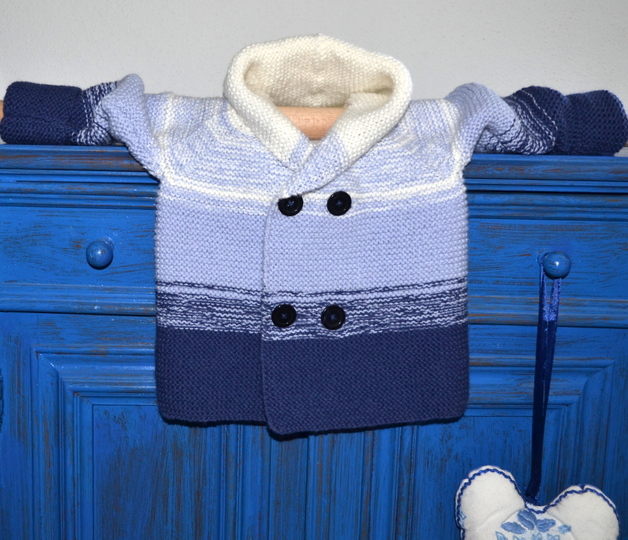 Strickanleitung * Baby Jacke mit Kapuze oder Kragen in 3 Größen