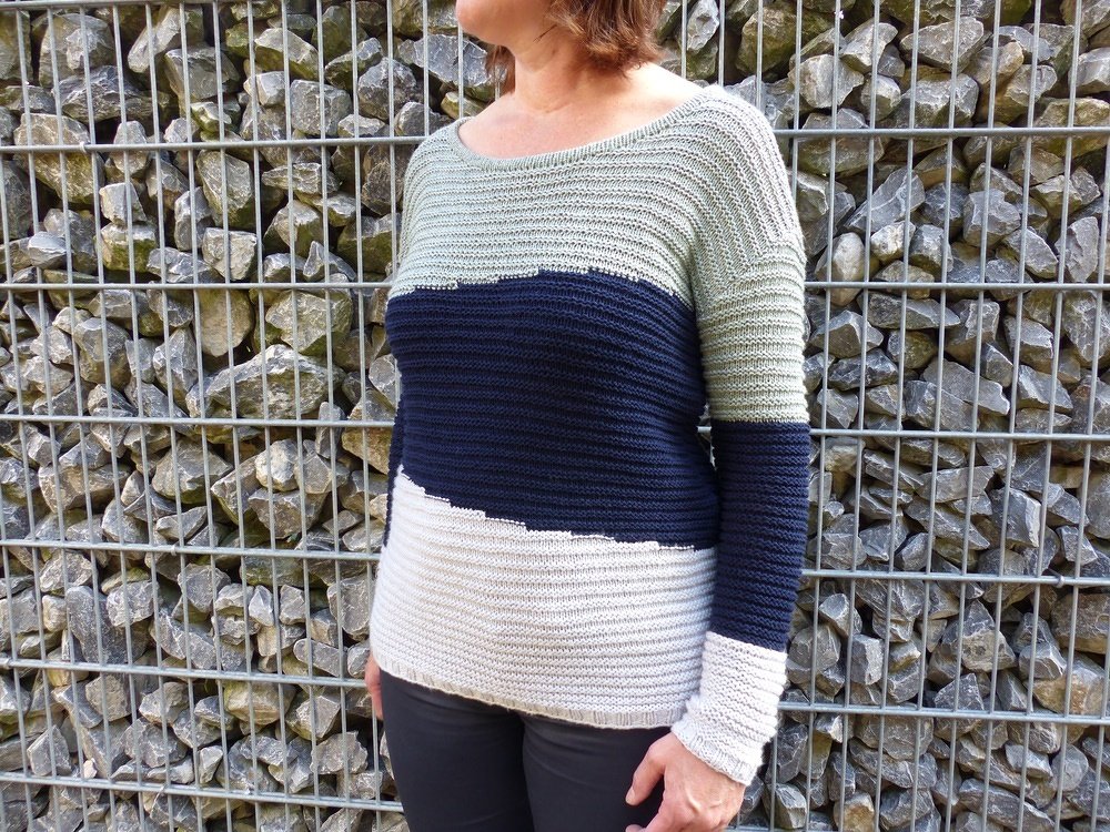 Strickanleitung für einen 3farbigen Strickpullover, Größe S - XL - Bild 6
