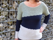 Strickanleitung für einen 3farbigen Strickpullover, Größe S - XL