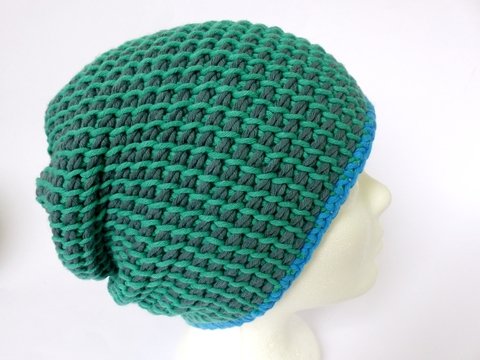 Häkelanleitung, Tunesische Häkelmütze in 3 Farben
