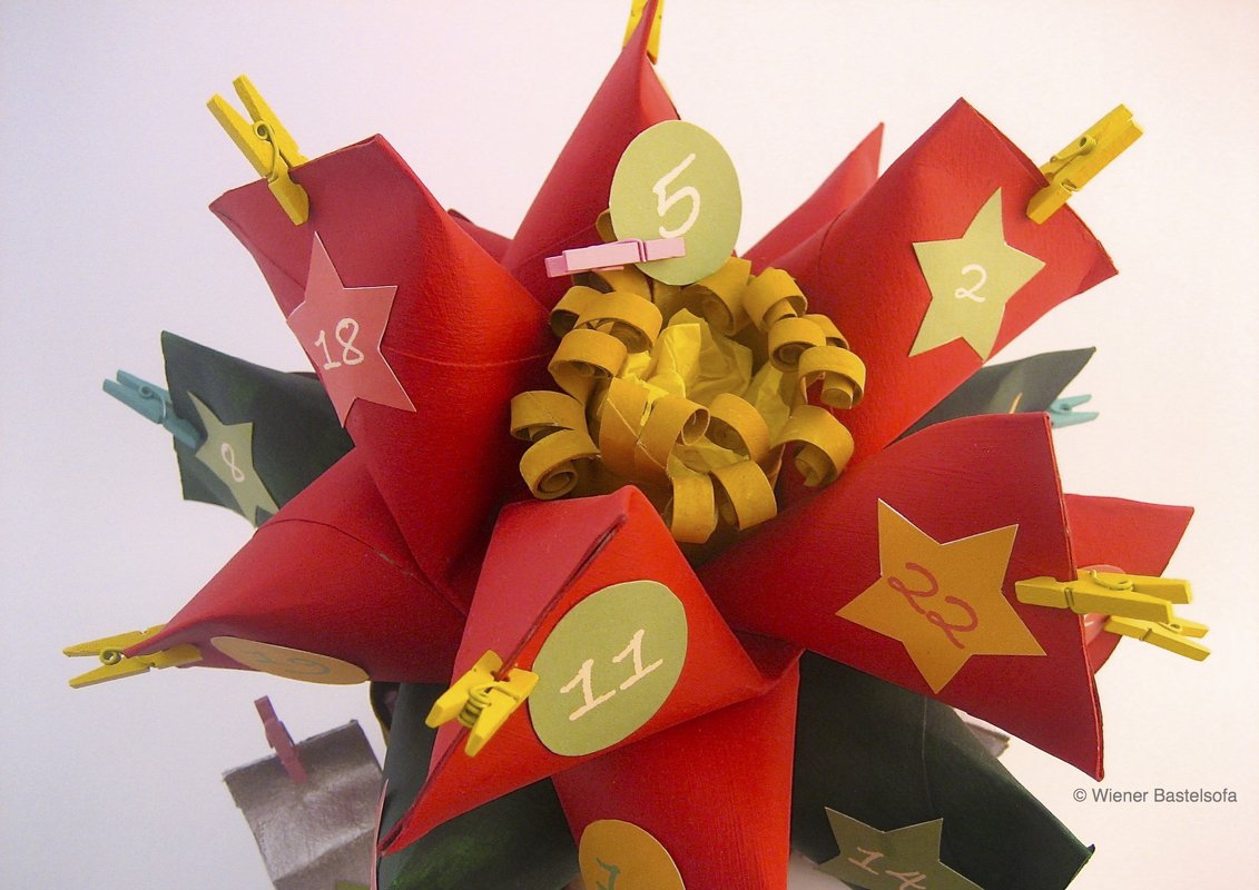 Adventskalender „Weihnachtsstern“ aus WC-Papier-Rollen, Upcycling, Recycling - Bild 4