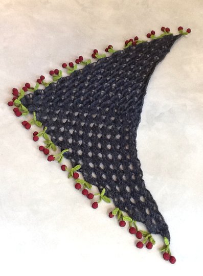 wunderschönes Venusmuscheltuch mit Herzkirschen