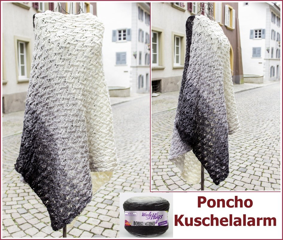 Poncho "KUSCHEL-ALARM" mit 2 Bobbel-Merino von Woolly Hugs stricken