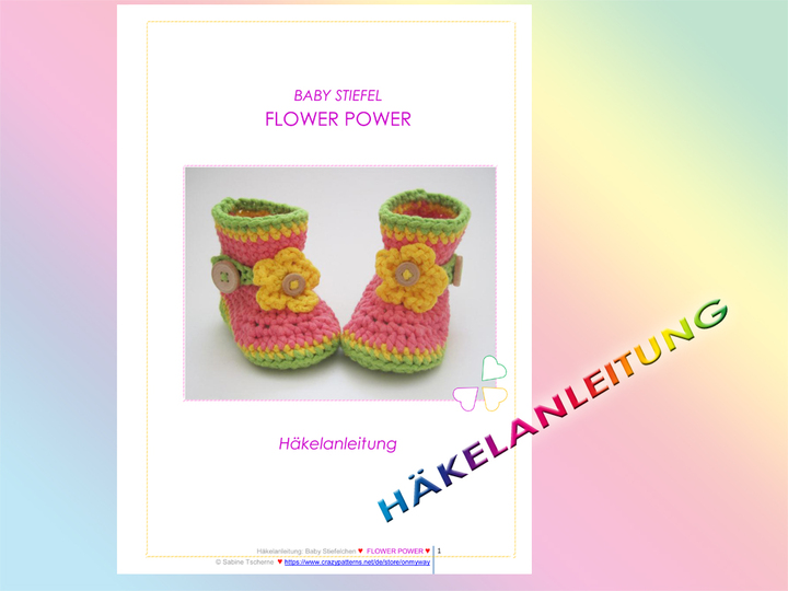 Häkelanleitung: Baby Stiefel mit Blume häkeln (0 - 12 Monate)