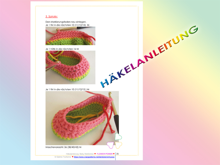 Häkelanleitung: Baby Stiefel mit Blume häkeln (0 - 12 Monate)