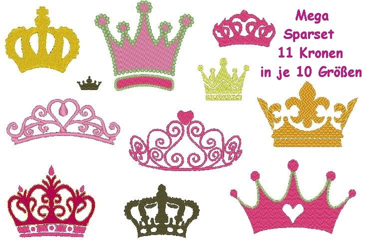 Stickdatei Kronen Krone Prinzessin