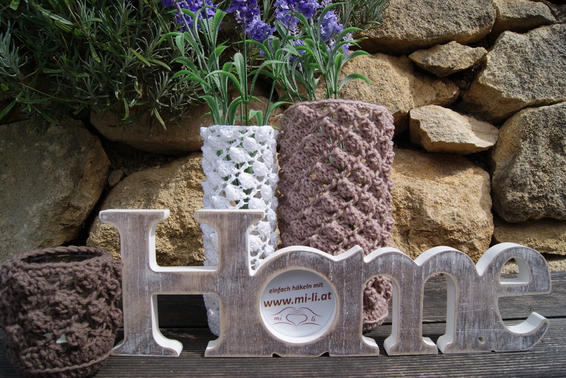 Häkelanleitung Vasen- / Windlicht-Deko HOME