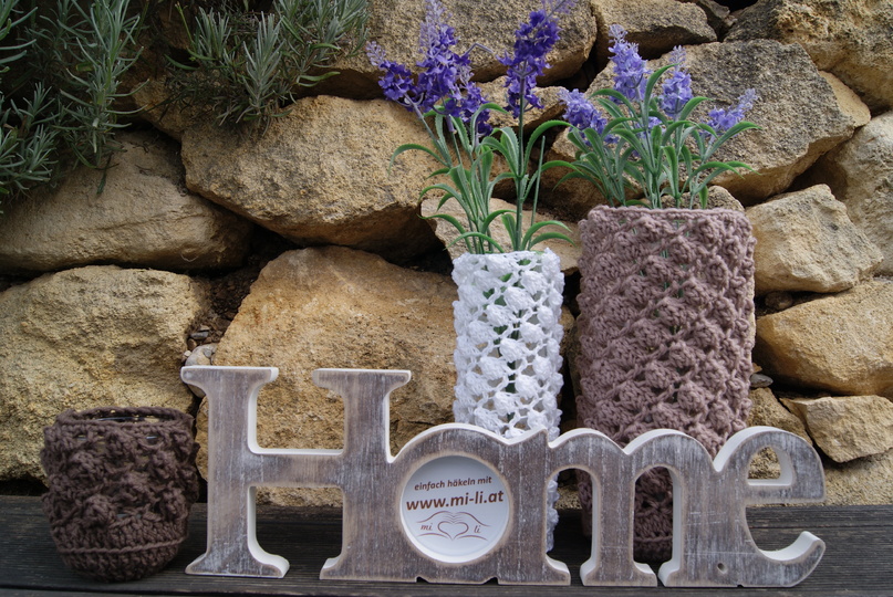 Häkelanleitung Vasen- / Windlicht-Deko HOME