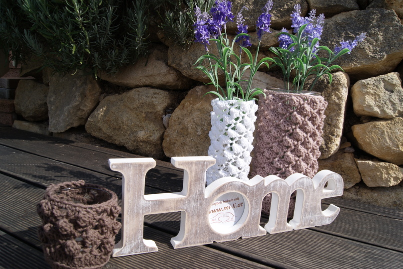 Häkelanleitung Vasen- / Windlicht-Deko HOME